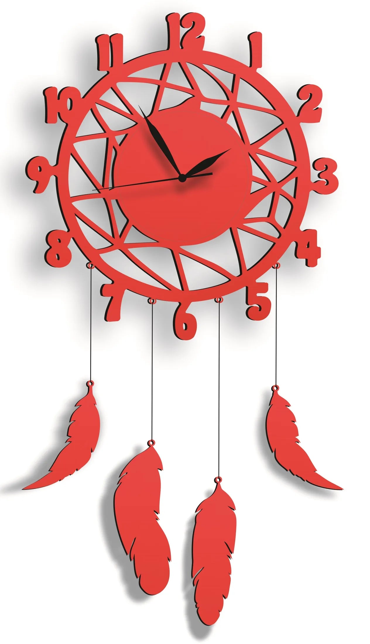 Wall Hanging Wall Clock, Wooden Feather Wall Hanging Home Decoration Dream Catcher