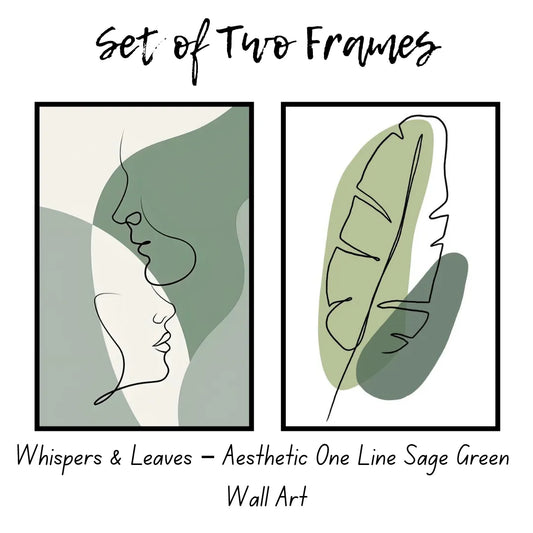 One Line Aesthetic Sage Green Wall Art || Set of 2 frames