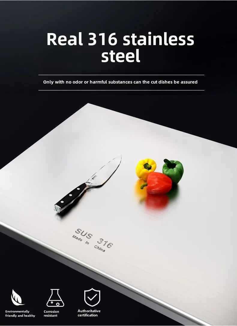 stainless steel panel and chopping board, kitchen