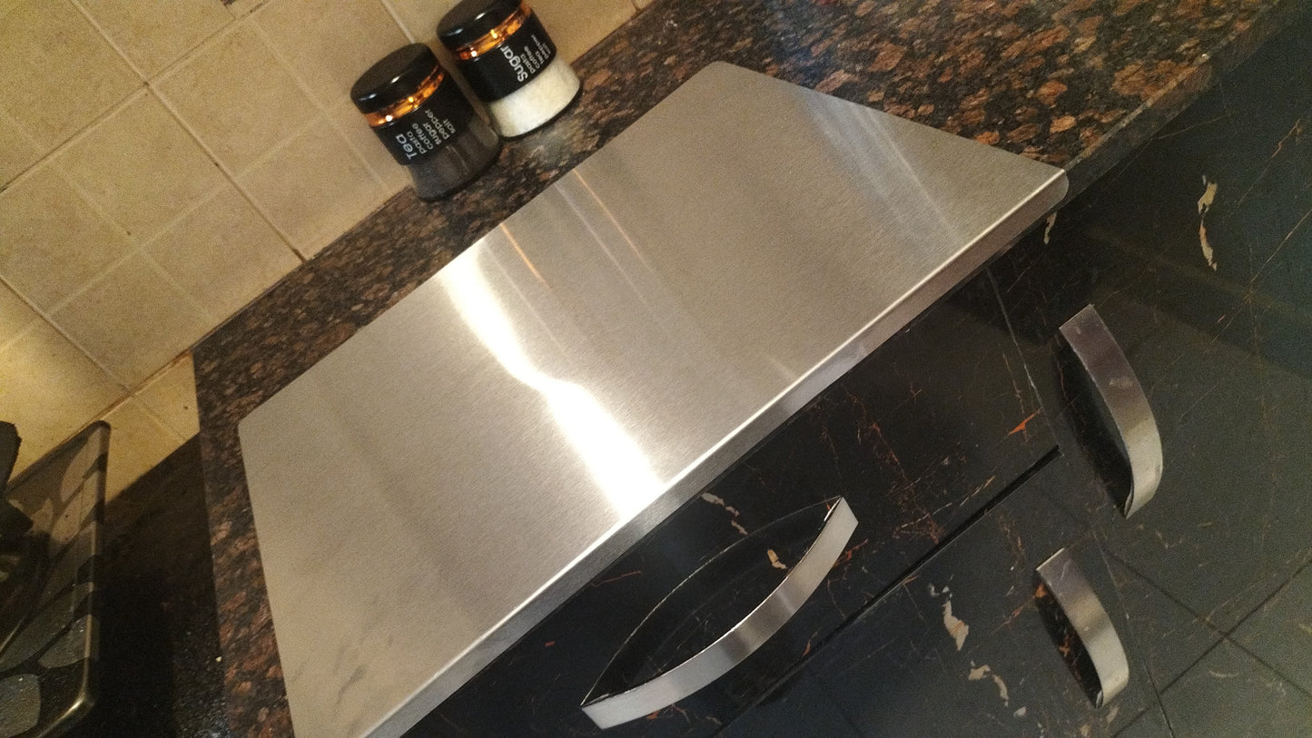 stainless steel panel and chopping board, kitchen