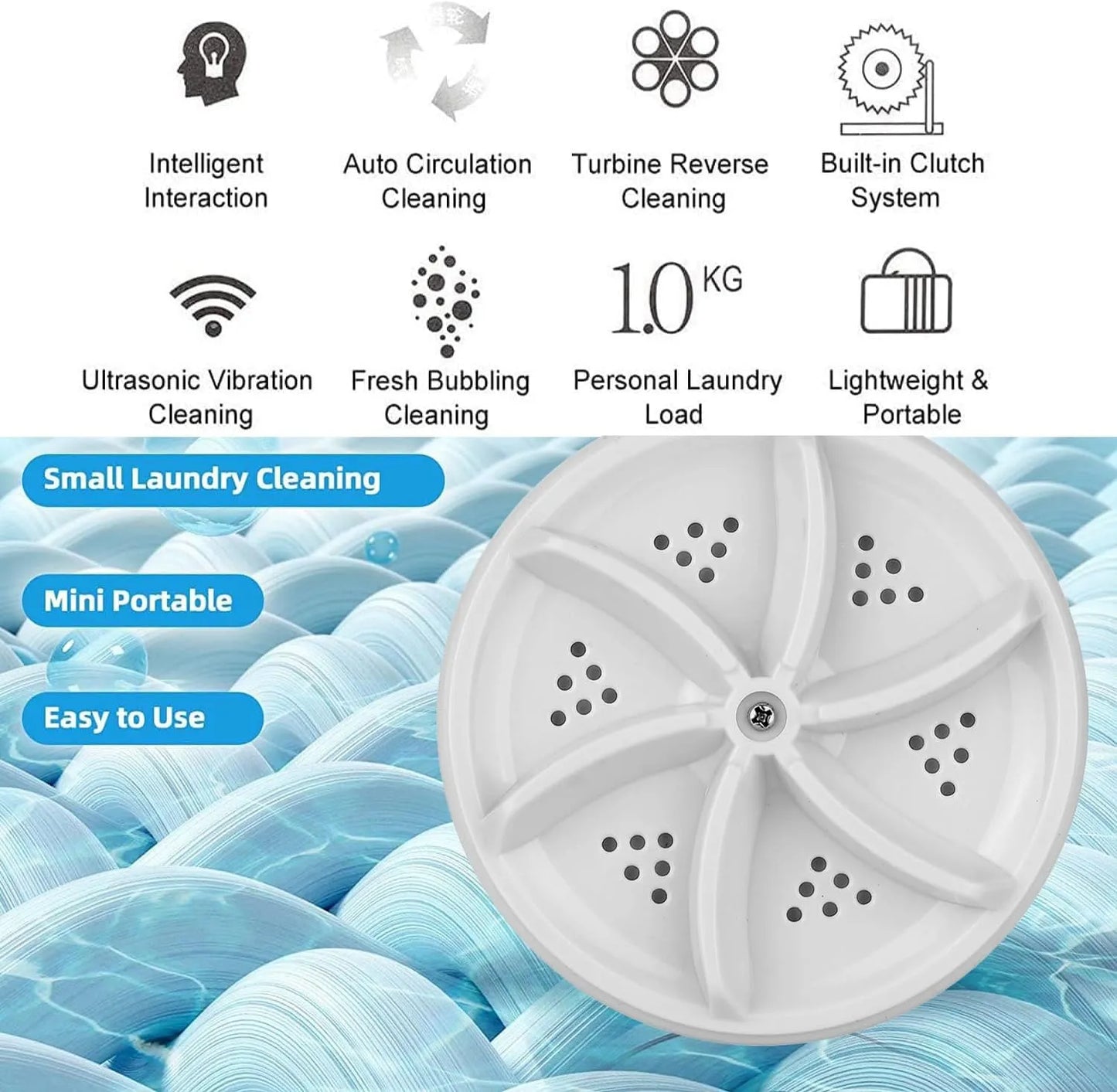 Mini Washing Machine ,Automatic Cycle USB Power Portable Washing, Machine