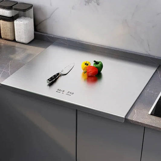stainless steel panel and chopping board, kitchen