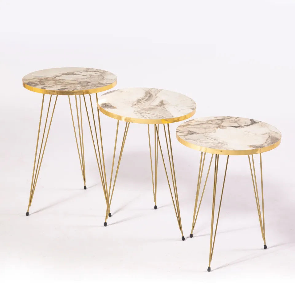 1 Pcs / Set of 3 Round Coffee Table HIGH Gloss Nesting End Tables